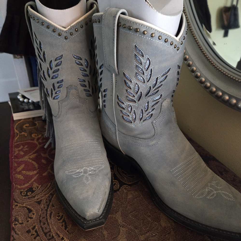 Laredo Fringe Blue Suede Boot